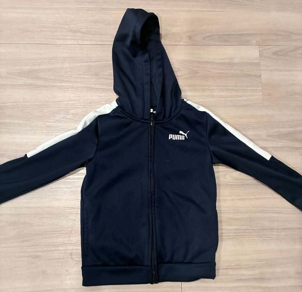 Puma Zip Hoodie Size XS (5/6) Blue White Athletic Jacket
